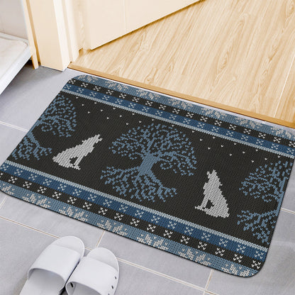 Tree Of Life And Howling Wolves Print Indoor Door Mat