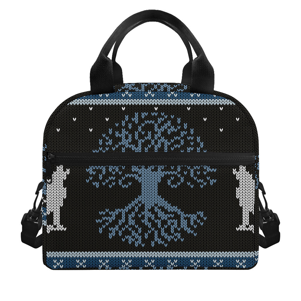 Tree Of Life And Howling Wolves Print Insulated Lunch Bag