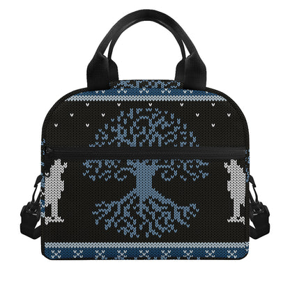 Tree Of Life And Howling Wolves Print Insulated Lunch Bag