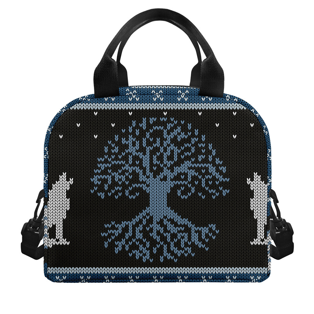 Tree Of Life And Howling Wolves Print Insulated Lunch Bag