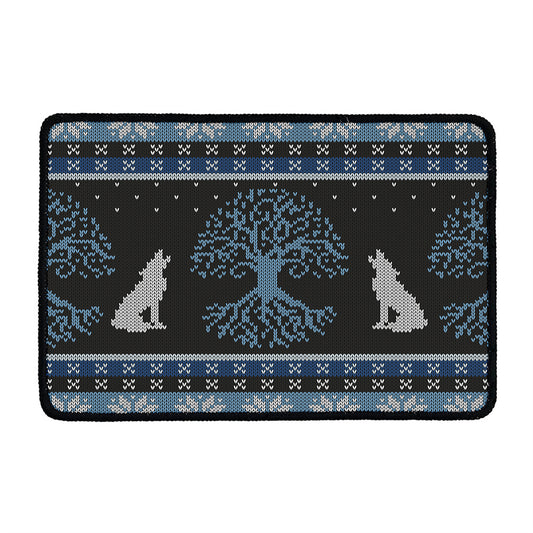 Tree Of Life And Howling Wolves Print Kitchen Mat