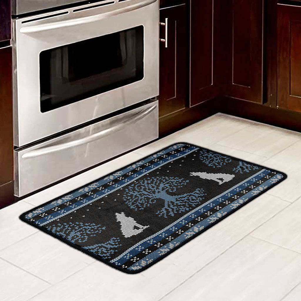 Tree Of Life And Howling Wolves Print Kitchen Mat