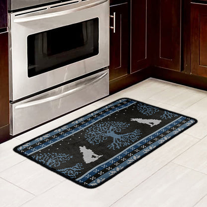 Tree Of Life And Howling Wolves Print Kitchen Mat