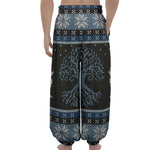 Tree Of Life And Howling Wolves Print Lantern Pants