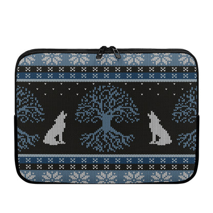Tree Of Life And Howling Wolves Print Laptop Sleeve