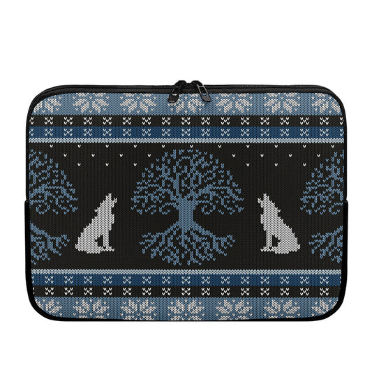 Tree Of Life And Howling Wolves Print Laptop Sleeve
