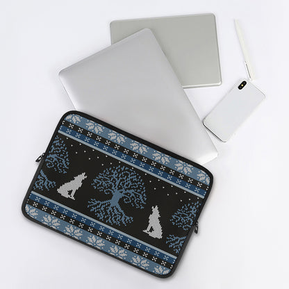 Tree Of Life And Howling Wolves Print Laptop Sleeve