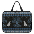 Tree Of Life And Howling Wolves Print Laptop Sleeve With Handle