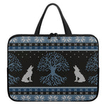 Tree Of Life And Howling Wolves Print Laptop Sleeve With Handle