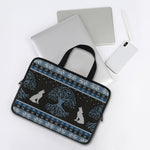 Tree Of Life And Howling Wolves Print Laptop Sleeve With Handle