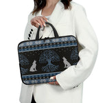 Tree Of Life And Howling Wolves Print Laptop Sleeve With Handle