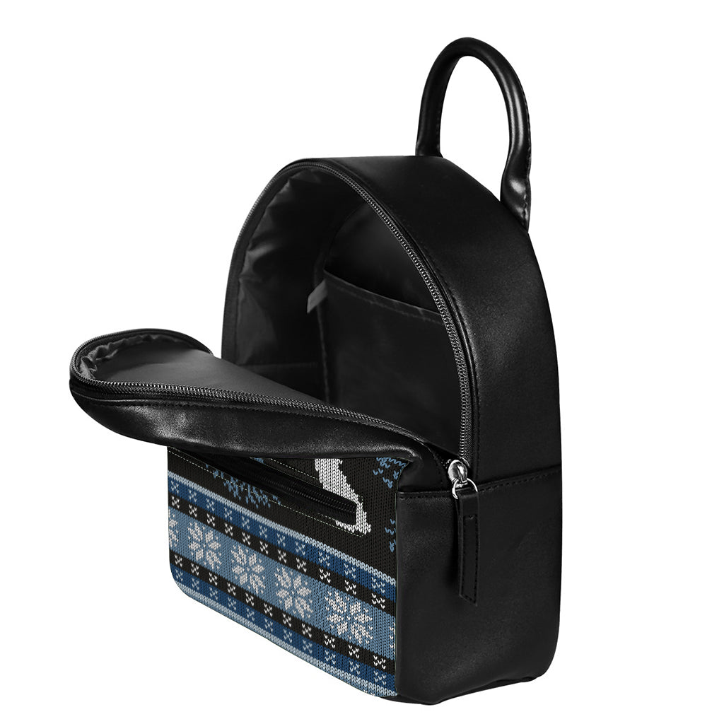 Tree Of Life And Howling Wolves Print Leather Backpack