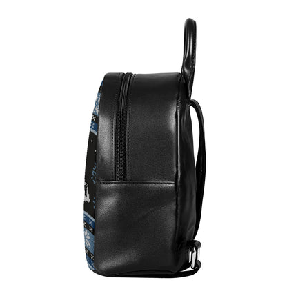 Tree Of Life And Howling Wolves Print Leather Backpack
