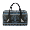 Tree Of Life And Howling Wolves Print Leather Duffel Bag