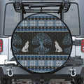 Tree Of Life And Howling Wolves Print Leather Spare Tire Cover
