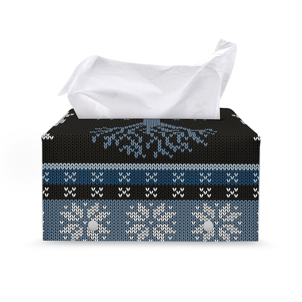 Tree Of Life And Howling Wolves Print Leather Tissue Box Cover