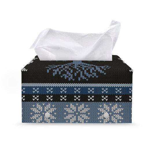 Tree Of Life And Howling Wolves Print Leather Tissue Box Cover