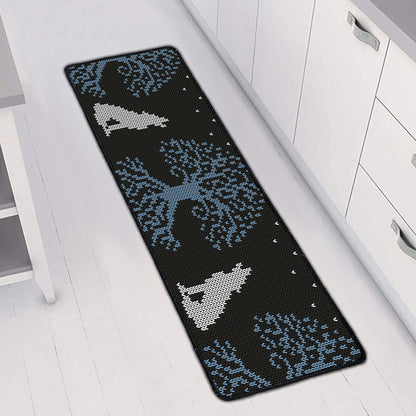 Tree Of Life And Howling Wolves Print Long Kitchen Mat