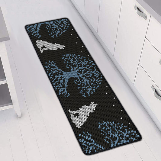 Tree Of Life And Howling Wolves Print Long Kitchen Mat