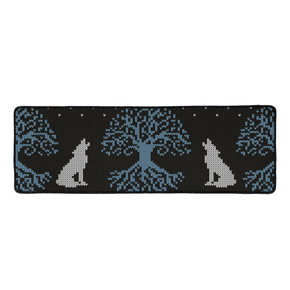 Tree Of Life And Howling Wolves Print Long Kitchen Mat