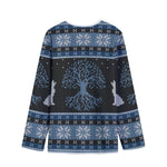Tree Of Life And Howling Wolves Print Long Sleeve Short Coat