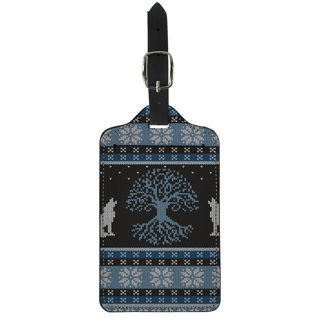 Tree Of Life And Howling Wolves Print Luggage Tag