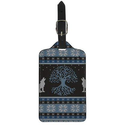 Tree Of Life And Howling Wolves Print Luggage Tag