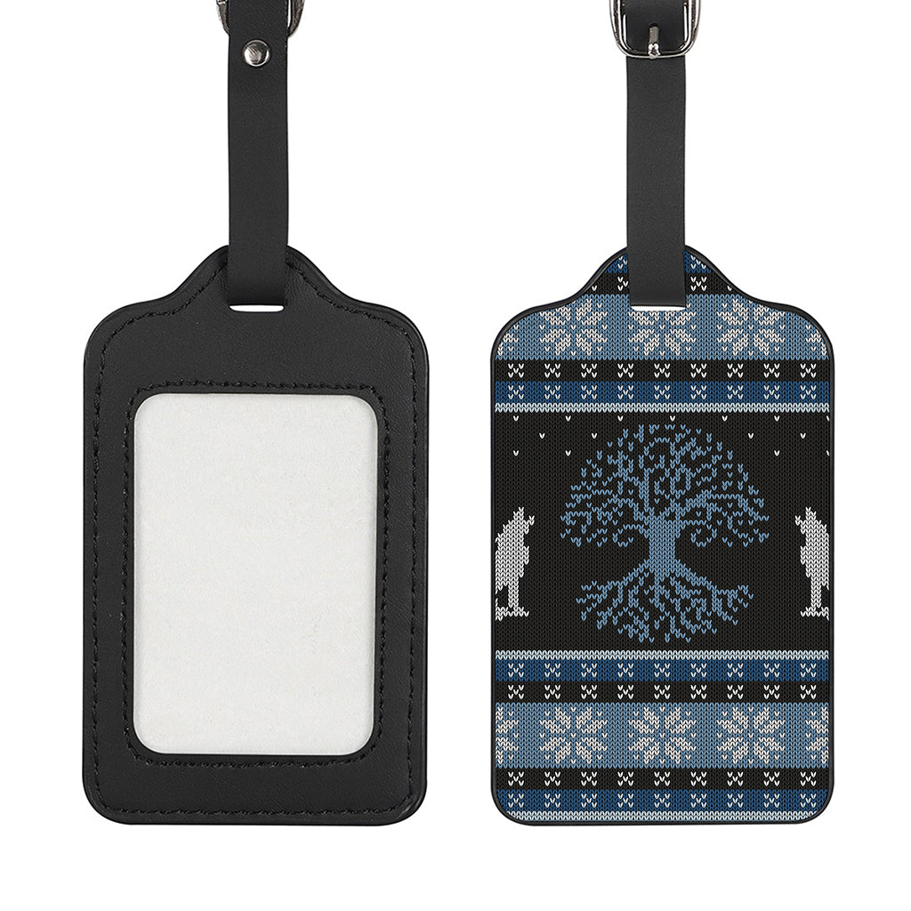 Tree Of Life And Howling Wolves Print Luggage Tag