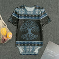 Tree Of Life And Howling Wolves Print Men's Bodysuit