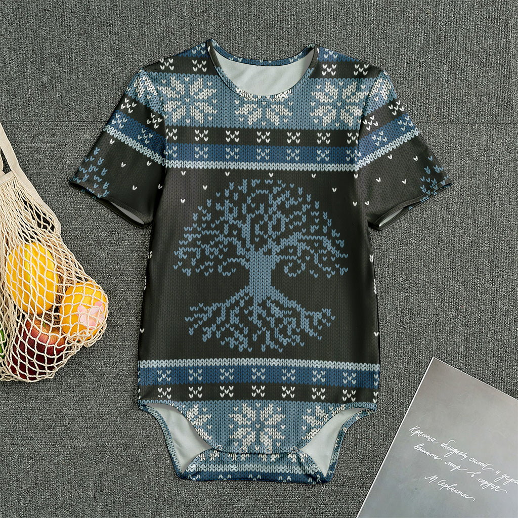 Tree Of Life And Howling Wolves Print Men's Bodysuit