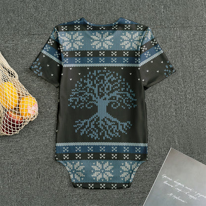 Tree Of Life And Howling Wolves Print Men's Bodysuit