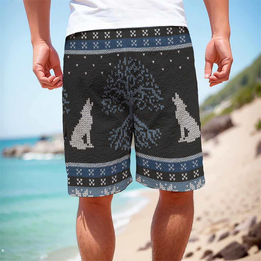 Tree Of Life And Howling Wolves Print Men's Cargo Shorts