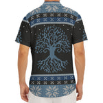 Tree Of Life And Howling Wolves Print Men's Deep V-Neck Shirt
