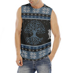 Tree Of Life And Howling Wolves Print Men's Fitness Tank Top