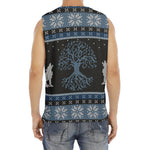 Tree Of Life And Howling Wolves Print Men's Fitness Tank Top