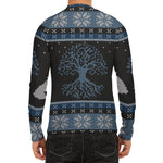 Tree Of Life And Howling Wolves Print Men's Long Sleeve Rash Guard