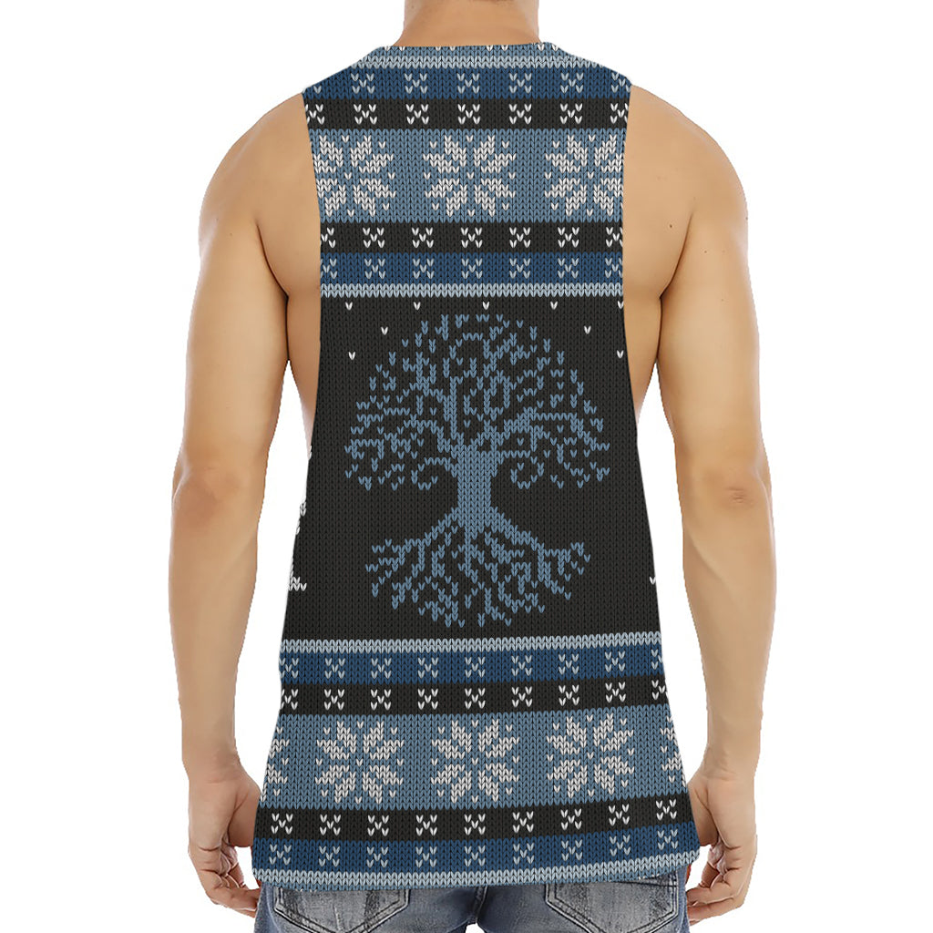 Tree Of Life And Howling Wolves Print Men's Muscle Tank Top