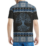 Tree Of Life And Howling Wolves Print Men's Polo Shirt