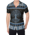 Tree Of Life And Howling Wolves Print Men's Shirt