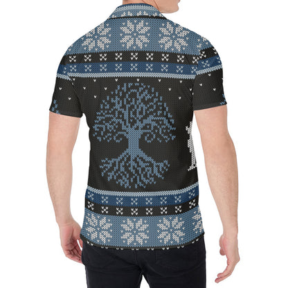 Tree Of Life And Howling Wolves Print Men's Shirt