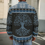Tree Of Life And Howling Wolves Print Men's Shirt Jacket