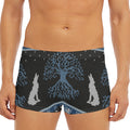 Tree Of Life And Howling Wolves Print Men's Short Boxer Briefs