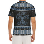 Tree Of Life And Howling Wolves Print Men's Short Sleeve Rash Guard