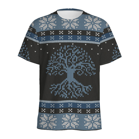 Tree Of Life And Howling Wolves Print Men's Sports T-Shirt