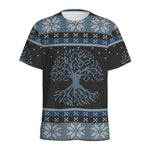 Tree Of Life And Howling Wolves Print Men's Sports T-Shirt