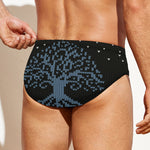 Tree Of Life And Howling Wolves Print Men's Swim Briefs