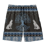 Tree Of Life And Howling Wolves Print Men's Swim Trunks