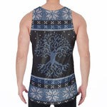 Tree Of Life And Howling Wolves Print Men's Velvet Tank Top