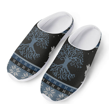 Tree Of Life And Howling Wolves Print Mesh Casual Shoes