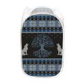 Tree Of Life And Howling Wolves Print Mesh Laundry Hamper